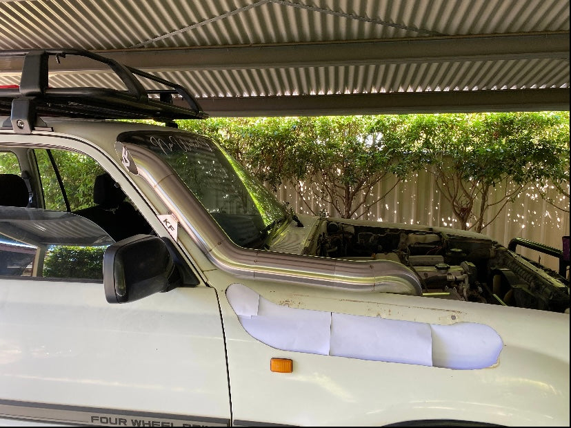 Toyota 80 Series 4" TWIN Bonnet Entry Low Cut Snorkel + Air box Package