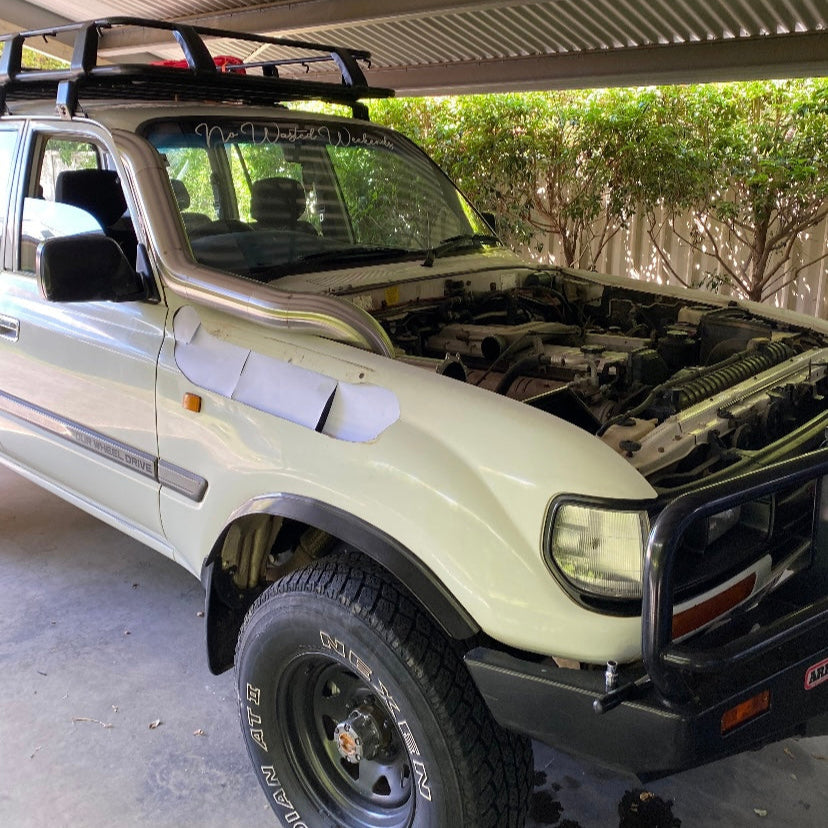 Toyota 80 Series 4" TWIN Bonnet Entry Low Cut Snorkel + Air box Package