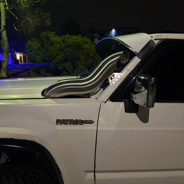 GQ Patrol 5” Low Cut Bonnet Entry Snorkel + Air box Package Sun Visor