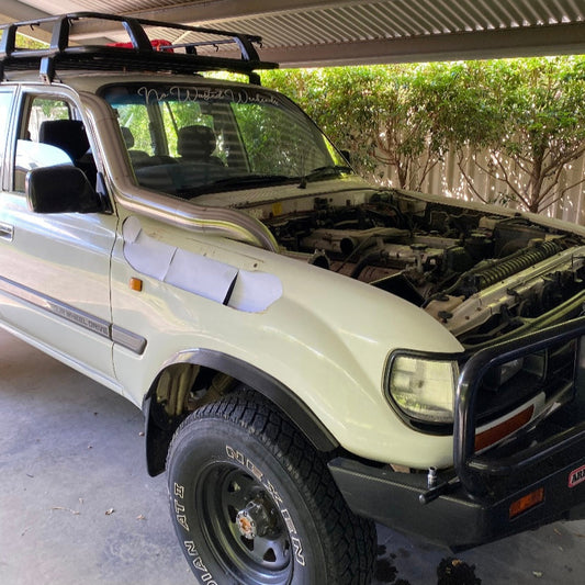 Toyota 80 Series 4" TWIN  Bonnet Entry Low Cut Snorkel + Air box Package