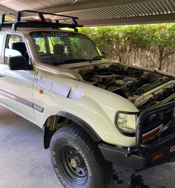 Toyota 80 Series 4" TWIN  Bonnet Entry Low Cut Snorkel + Air box Package